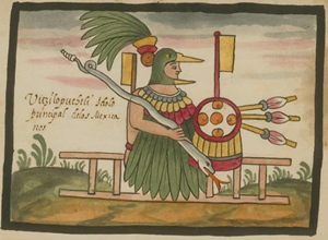 Imagen 1: Representación de Huitzilopochtli en el Códice Tovar. Juan de Tovar. S. XVI.