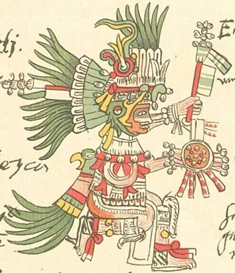 Imagen 2: Representación de Huitzilopochtli en el Códice Telleriano-Remensis. S. XVI. 