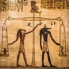 Imagen 2: Dios de los muertos egipcio. Detalle del Libro de los Muertos.  Tebas. Egipto 1070 a.c.