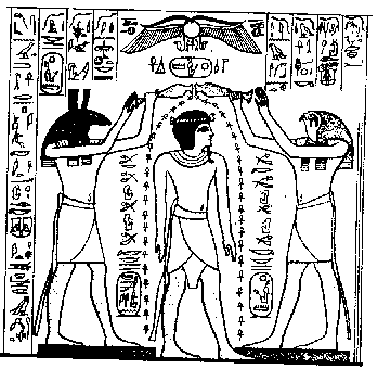 Horus y Set derramando la Cruz Tao sobre el iniciado