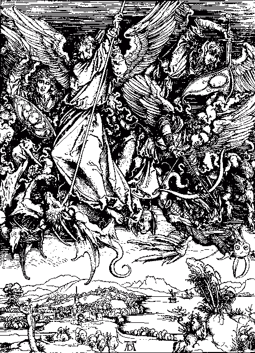 Imagen: Dürer, Albrecht (1471-1528). El combate de San Miguel y el dragón 