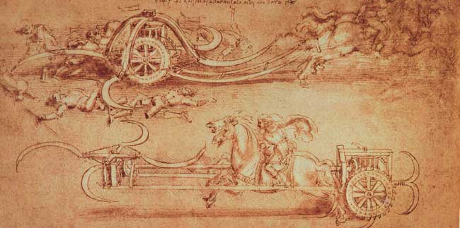 Dibujo: Leonardo Da Vinci. Carro de Guerra.