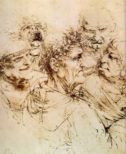 Dibujo: Leonardo Da Vinci. Cabezas grotescas