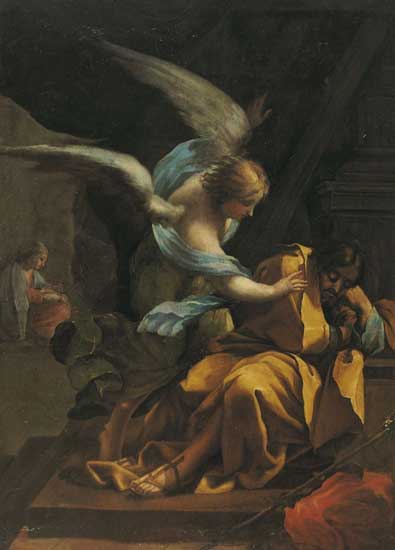 Imagen: El sueño de San José. Pintura mural al óleo pasado a lienzo. Francisco de Goya y Lucientes. Hacia 1772.