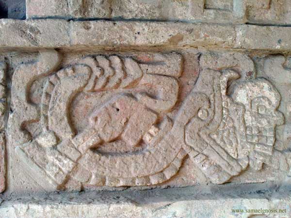 Zona Arqueológica de Tula Hidalgo México. Serpiente devorando un cráneo. (Fotos tomadas por Jenaro Reyes 2015)