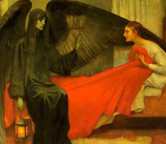 La muerte y la doncella. Autor: Marianne Stokes. Año: 1900