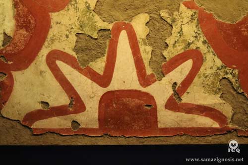 Símbolo del planeta Venus en pintura mural en Teotihuacán México. Este planeta simboliza el amor, la ternura, la comprensión.