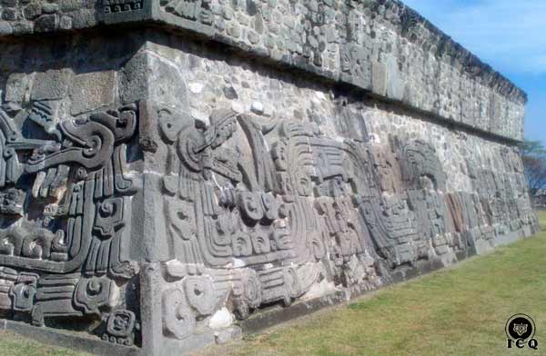 Templo de Quetzalcóatl (detalle). Zona Arqueológica de Xochicalco