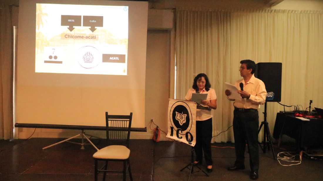 “Chicomeacatl, el rey de las siete cañas” por los instructores Apolonio Castillo Farfán y María Belém Sandoval Guzmán. “Chicomeacatl, el rey de las siete cañas” por los instructores Apolonio Castillo Farfán y María Belém Sandoval Guzmán.
