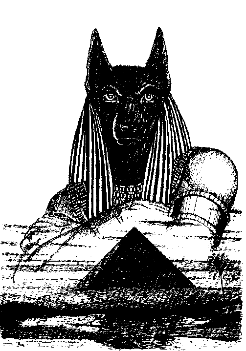Grabado moderno de Anubis Jerarca de la ley del Karma