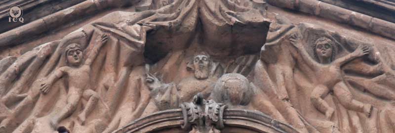 El Padre entre el velo del misterio, y en una de sus manos el mundo. El Padre entre el velo del misterio, y en una de sus manos el mundo.
Iglesia del Carmen, San Luis Potosí, México.