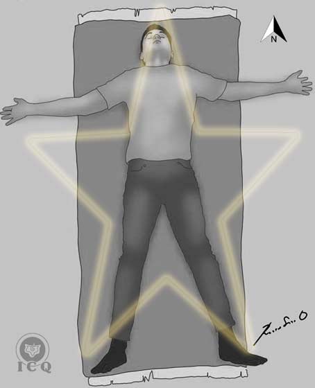 Postura para meditar en estrella. Dibujo: Rubén Soto Orozco (Gnosis ICQ). Postura para meditar en estrella. Dibujo: Rubén Soto Orozco (Gnosis ICQ).