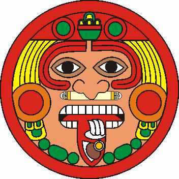 Tonatiuh el dios Sol en el centro de la Piedra del Sol. Dibujo por Rubén Soto Orozco.