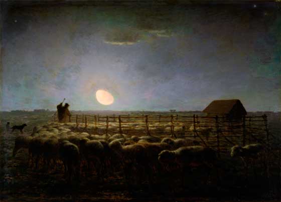 Jean-François Millet - The Sheepfold, Moonlight (1856-1860)