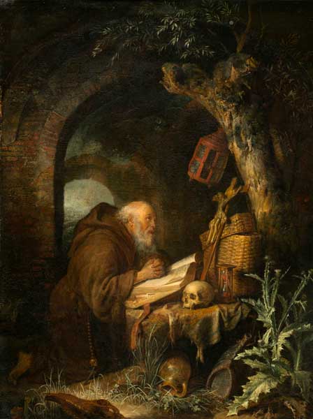 Imagen:  "Imagen: The Hermit. Autor: Gerrit Dou (1670)
