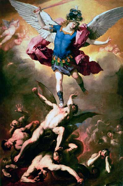 "Archangel Michael Overthrows The Rebel Angel" Luca Giordano 1660-65