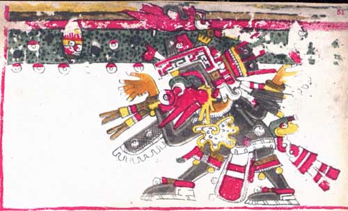 Quetzalcóatl cargando el cielo [Códice Borgia]
