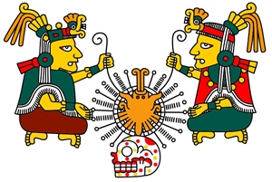 Imagen 2: Ometecuhtli y Omecihuatl. Codex Fejérváry-Mayer. Precolombino.