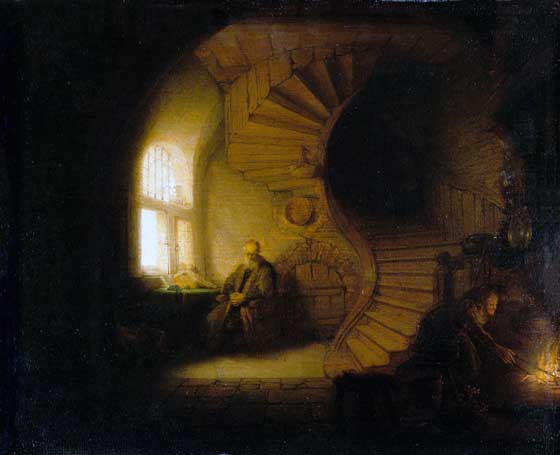 Filósofo meditando. Rembrandt. 1632.