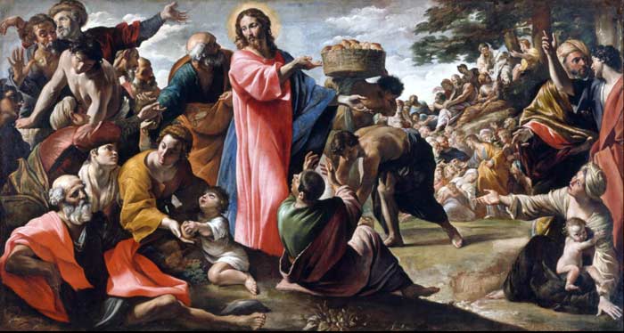 Santa Isabel de Hungría. 1734. Imagen: Milagro de los panes y los peces. Giovanni Lanfranco. 1620-1623.