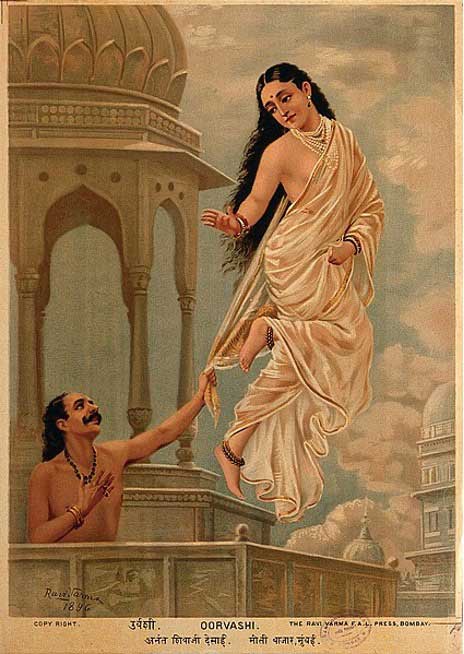 RAJA RABO VARMA, URVASHI Y SU ESPOSA, 1860 RAJA RABO VARMA, URVASHI Y SU ESPOSA, 1860