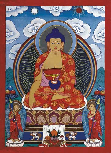 Imagen: Buda (pintura thangka), temple sobre algodón, 19 x 26 cm, Año 2004, Otgonbayar Ershuu