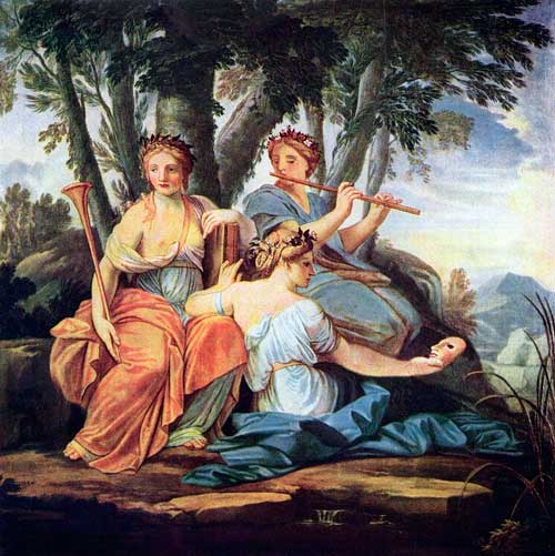Las musas Clío, Euterpe y Talía, Eustache Le Sueur, h. 1640-1645