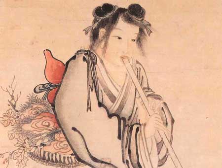 “Un taoísta tocando una flauta de Bambú”, de Kim Hong Do (1747-1806).