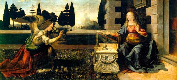 San Gabriel y la Virgen María.  Leonardo Da Vinci. 1478- 1482. 