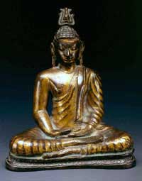 Buda meditando, Sri Lanka (siglo XIV), bronce, museo Guimet.