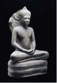 Buda protegido por nâga, Camboya, (siglo XI), gres, museo Guimet.