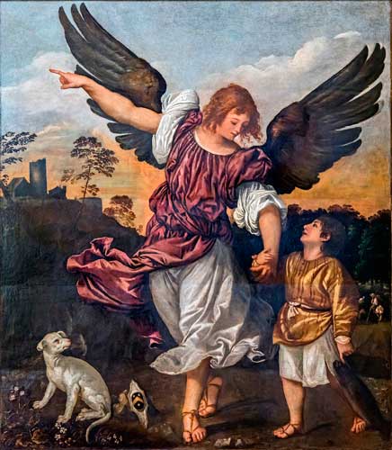 El arcángel Raphael y Tobit. Titian 1576.