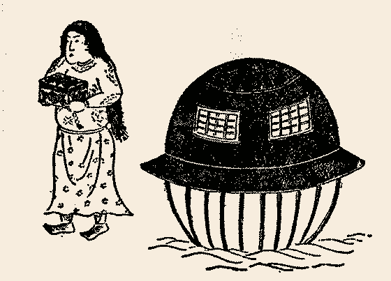 Imagen: del libro japonés Ume No Chiri 1844, donde se relata el aterrizaje de un objeto misterioso en 1803.