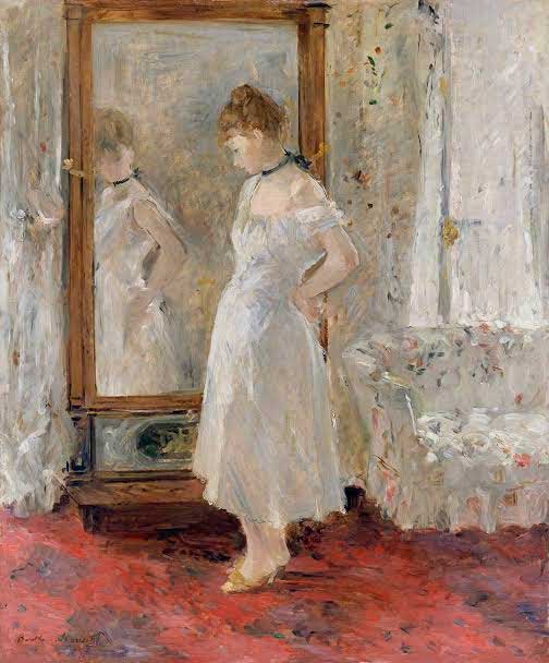 El Espejo de vestir Año: 1876 Autor: Berthe Morisot.