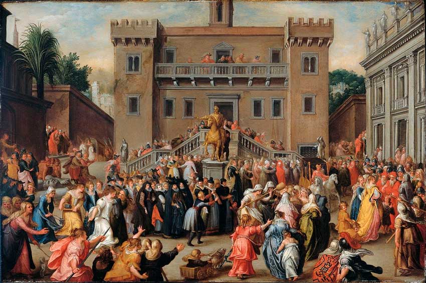 Donne di Roma si radunano al Campidoglio Año: 1604 Autor: Pieter_Isaacsz. Donne di Roma si radunano al Campidoglio Año: 1604 Autor: Pieter_Isaacsz.