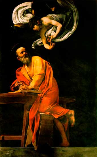 Imagen 2: La inspiración de San Mateo, Caravaggio, 1602.