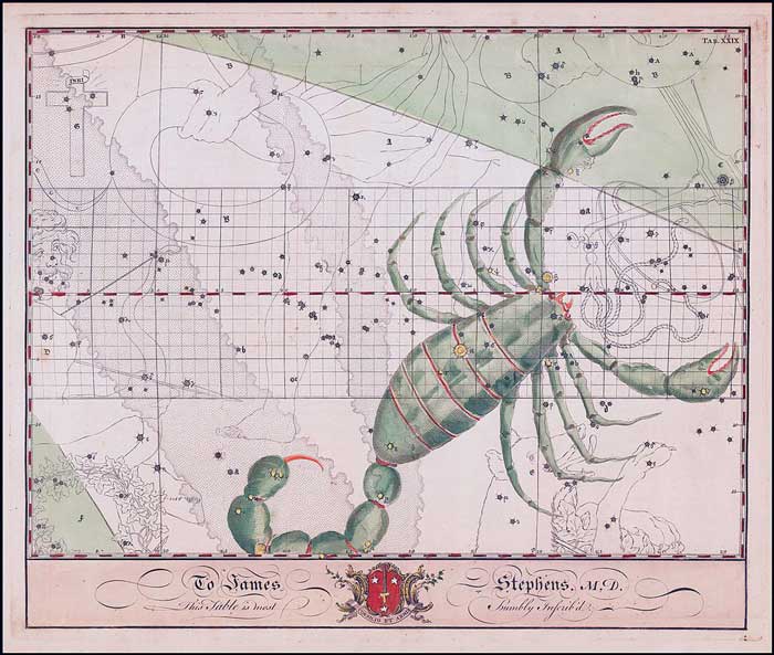 Imagen: John Bevis – Escorpio. 1750. Imagen: John Bevis – Escorpio. 1750.