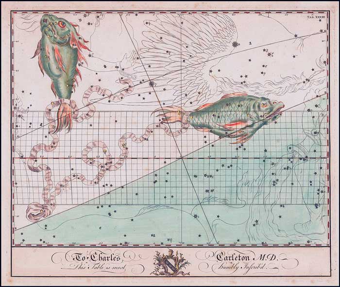 Imagen: John Bevis – Piscis. 1750. Imagen: John Bevis – Piscis. 1750.
