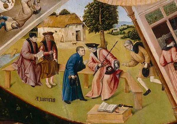 Detalle de Avaricia, Mesa de los pecados capitales por Hieronymus Bosch. 1500-1525. Detalle de Avaricia, Mesa de los pecados capitales por Hieronymus Bosch. 1500-1525.