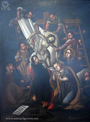 Ya muerto es bajado de la cruz. Museo de Guadalupe Zacatecas. 