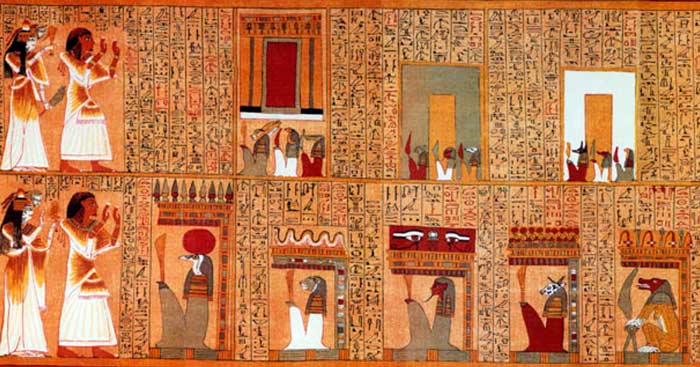 Fragmentos del Papiro de Ani, la versión más común del Libro de los Muertos. Facsímiles producidos por E. A. Wallis Budge (1890). Fragmentos del Papiro de Ani, la versión más común del Libro de los Muertos. Facsímiles producidos por E. A. Wallis Budge (1890).