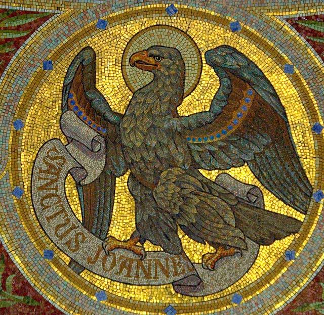 Detalle del Águila de San Juan. Mosaico en el interior de la Iglesia de San Manuel y San Benito en Madrid España. Detalle del Águila de San Juan. Mosaico en el interior de la Iglesia de San Manuel y San Benito en Madrid España.