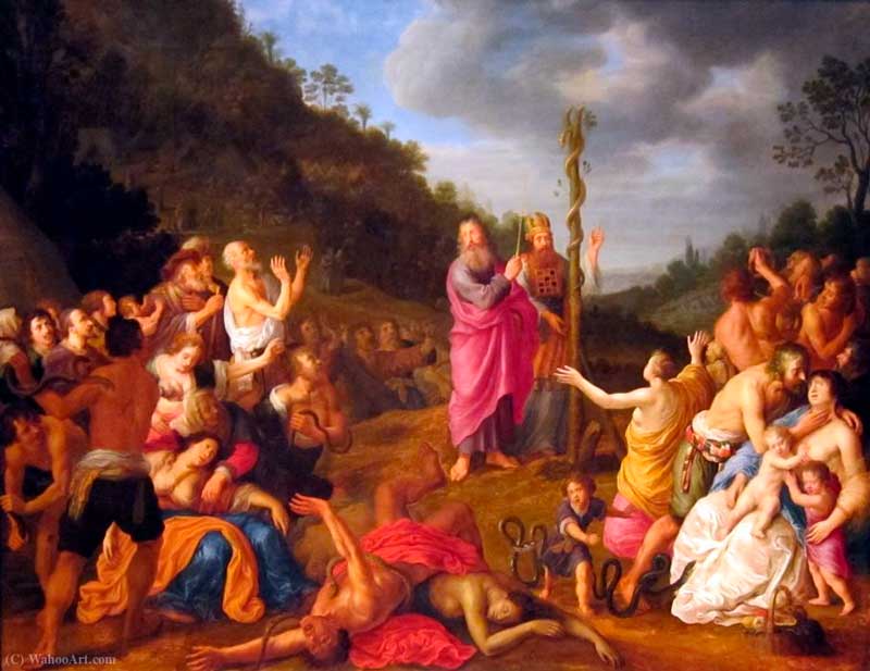 Moisés y la Serpiente de Bronce “Moisés y la Serpiente de Bronce” Adriaen van Nieulandt. (1587-1658).