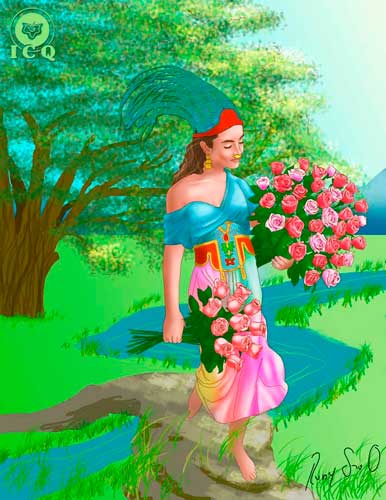 “Flor preciosa” (Xochiquétzal). Ruben Soto Orozco del libro: La Doctrina de Xochipilli. “Flor preciosa” (Xochiquétzal). Ruben Soto Orozco del libro: La Doctrina de Xochipilli.