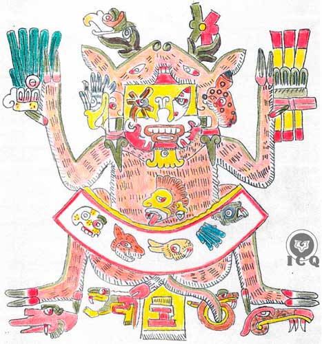 Códice Borgia, página 53. Dibujo realizado por: Lupita Rodríguez y Jenaro Reyes. Códice Borgia, página 53. Dibujo realizado por: Lupita Rodríguez y Jenaro Reyes.