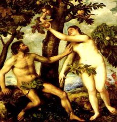 Adán Y Eva en el paraíso, Tiziano Veccelo di Gregorio 1570.