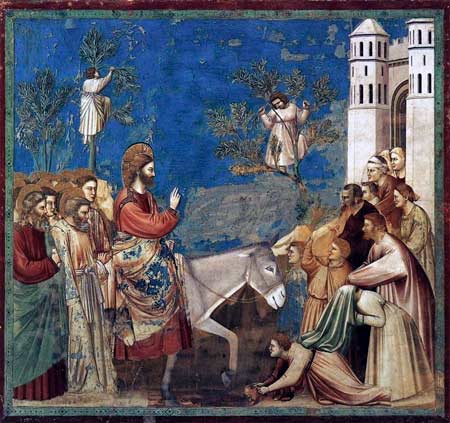 Escenas de la vida de Cristo. Entrada a Jerusalén. Giotto di Bondone (1306-1306).